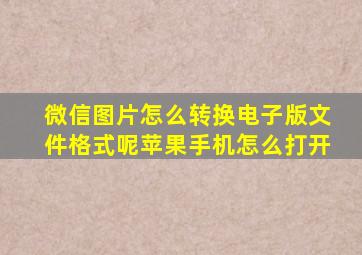 微信图片怎么转换电子版文件格式呢苹果手机怎么打开