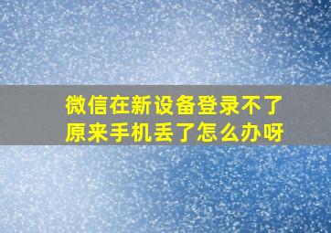 微信在新设备登录不了原来手机丢了怎么办呀