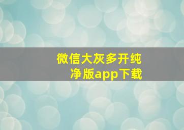 微信大灰多开纯净版app下载