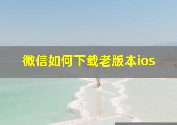 微信如何下载老版本ios