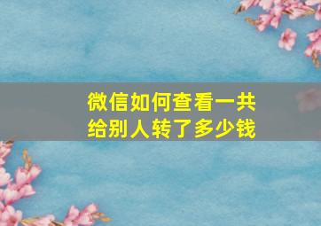 微信如何查看一共给别人转了多少钱