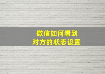 微信如何看到对方的状态设置