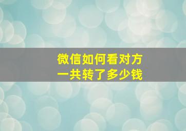 微信如何看对方一共转了多少钱