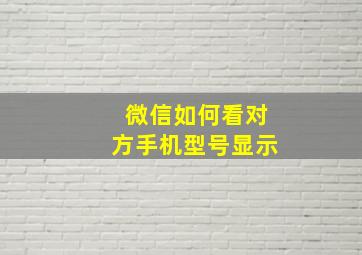 微信如何看对方手机型号显示