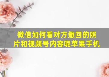 微信如何看对方撤回的照片和视频号内容呢苹果手机