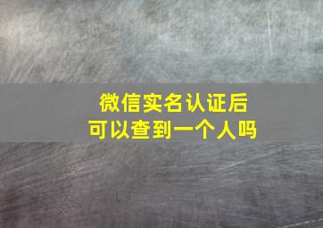 微信实名认证后可以查到一个人吗