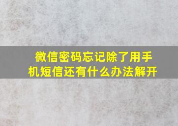 微信密码忘记除了用手机短信还有什么办法解开