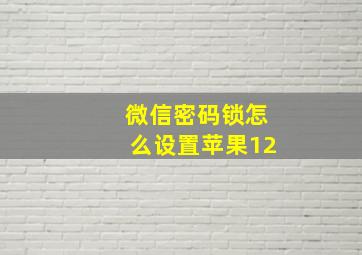 微信密码锁怎么设置苹果12