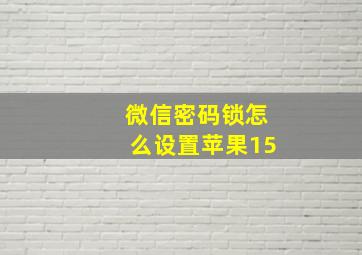 微信密码锁怎么设置苹果15