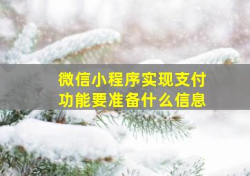 微信小程序实现支付功能要准备什么信息