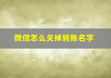 微信怎么关掉转账名字