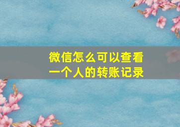 微信怎么可以查看一个人的转账记录