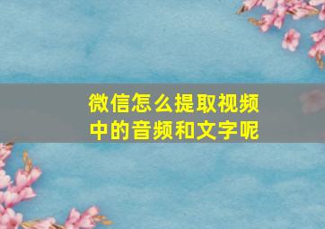 微信怎么提取视频中的音频和文字呢