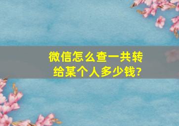 微信怎么查一共转给某个人多少钱?