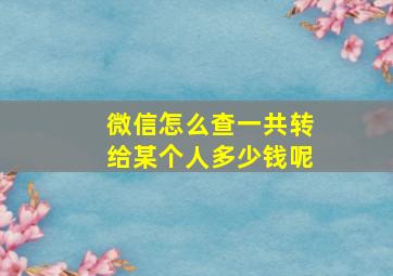 微信怎么查一共转给某个人多少钱呢