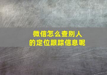 微信怎么查别人的定位跟踪信息呢