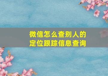 微信怎么查别人的定位跟踪信息查询