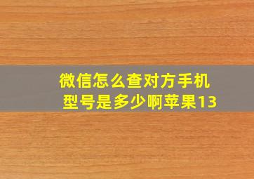 微信怎么查对方手机型号是多少啊苹果13