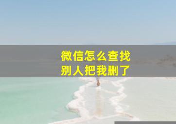 微信怎么查找别人把我删了