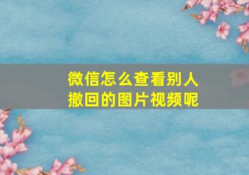 微信怎么查看别人撤回的图片视频呢