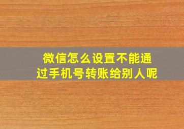 微信怎么设置不能通过手机号转账给别人呢