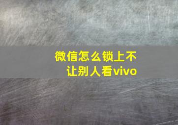 微信怎么锁上不让别人看vivo