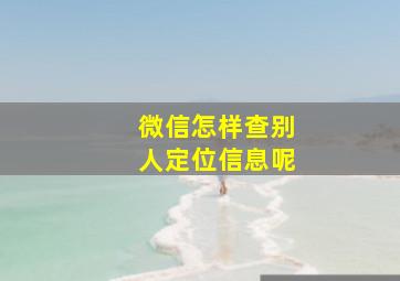 微信怎样查别人定位信息呢