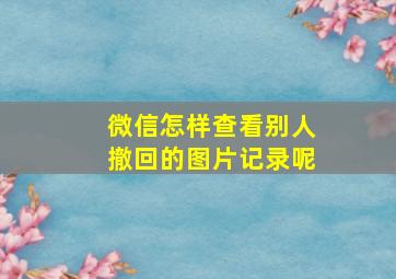 微信怎样查看别人撤回的图片记录呢