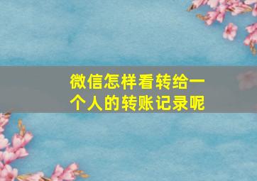 微信怎样看转给一个人的转账记录呢