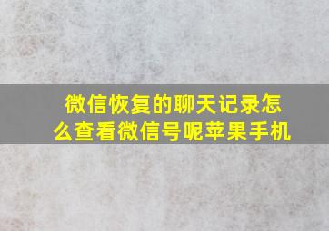 微信恢复的聊天记录怎么查看微信号呢苹果手机