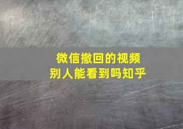 微信撤回的视频别人能看到吗知乎