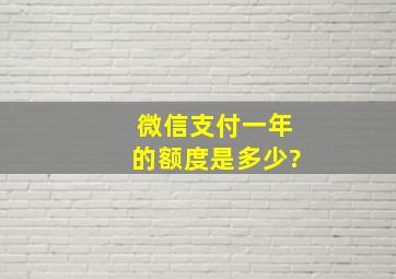 微信支付一年的额度是多少?