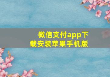 微信支付app下载安装苹果手机版