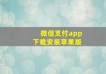 微信支付app下载安装苹果版