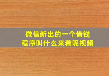 微信新出的一个借钱程序叫什么来着呢视频