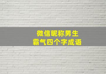 微信昵称男生霸气四个字成语