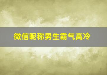 微信昵称男生霸气高冷