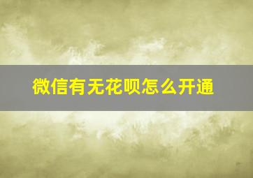 微信有无花呗怎么开通