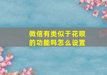 微信有类似于花呗的功能吗怎么设置