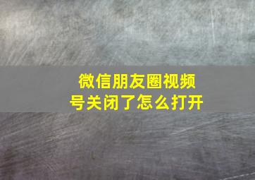 微信朋友圈视频号关闭了怎么打开