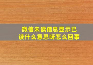 微信未读信息显示已读什么意思呀怎么回事