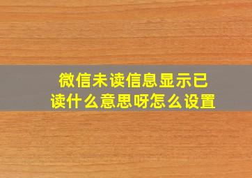 微信未读信息显示已读什么意思呀怎么设置