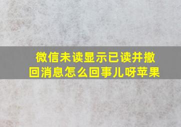 微信未读显示已读并撤回消息怎么回事儿呀苹果