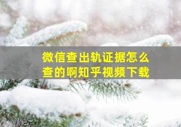 微信查出轨证据怎么查的啊知乎视频下载