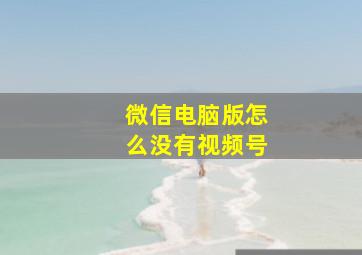 微信电脑版怎么没有视频号