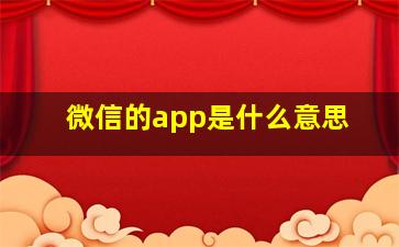 微信的app是什么意思