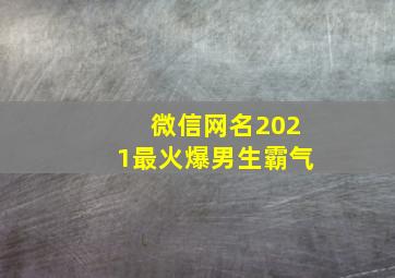 微信网名2021最火爆男生霸气