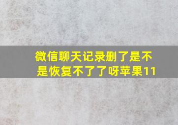 微信聊天记录删了是不是恢复不了了呀苹果11