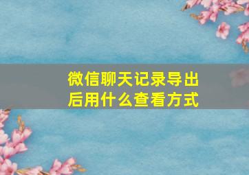 微信聊天记录导出后用什么查看方式