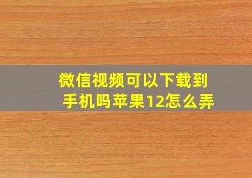 微信视频可以下载到手机吗苹果12怎么弄